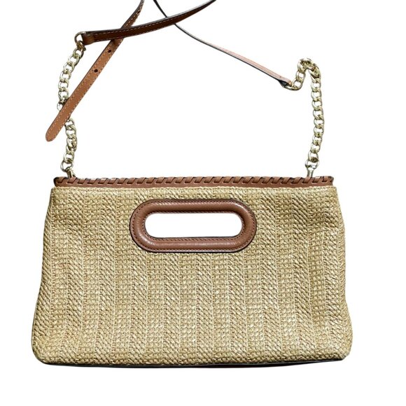 Michael Kors Straw Rosalie Handbag Purse - Picture 3 of 9